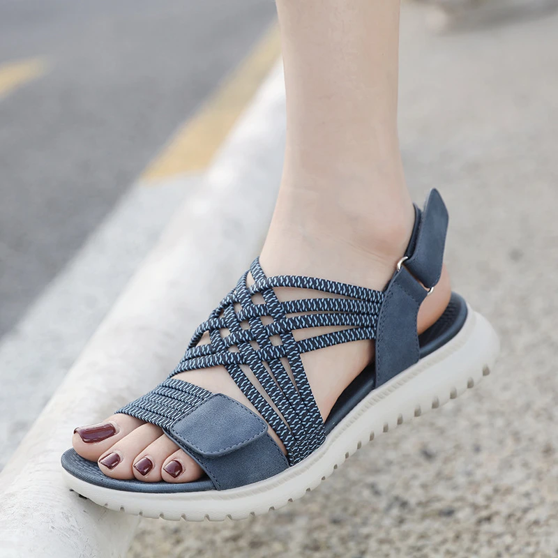 European American Sports And Casual Sandals New 2025 Velcro Hollow Thick Sole Women's Sandals Comfortable And Breathable Slope - Image 2
